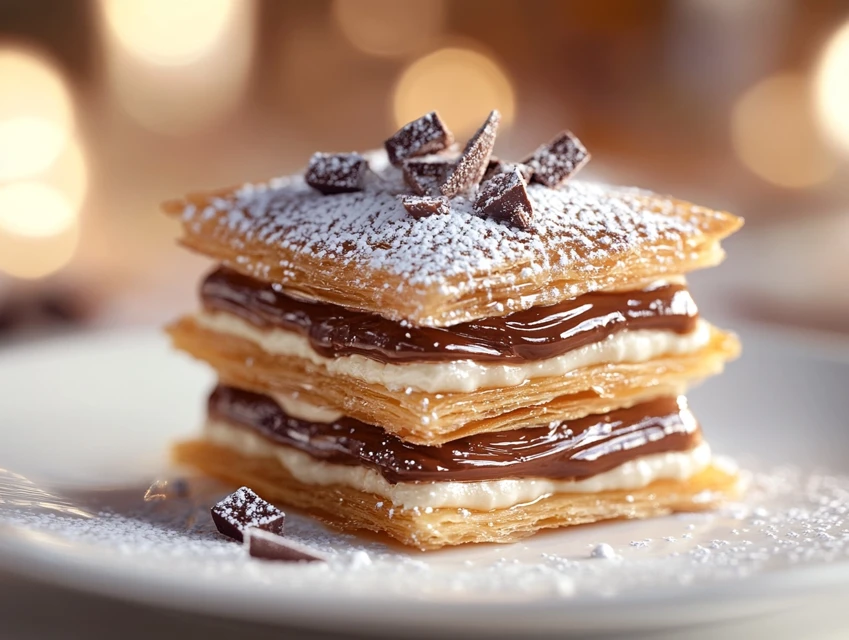 Mille-feuille croustillant à la crème pralinée