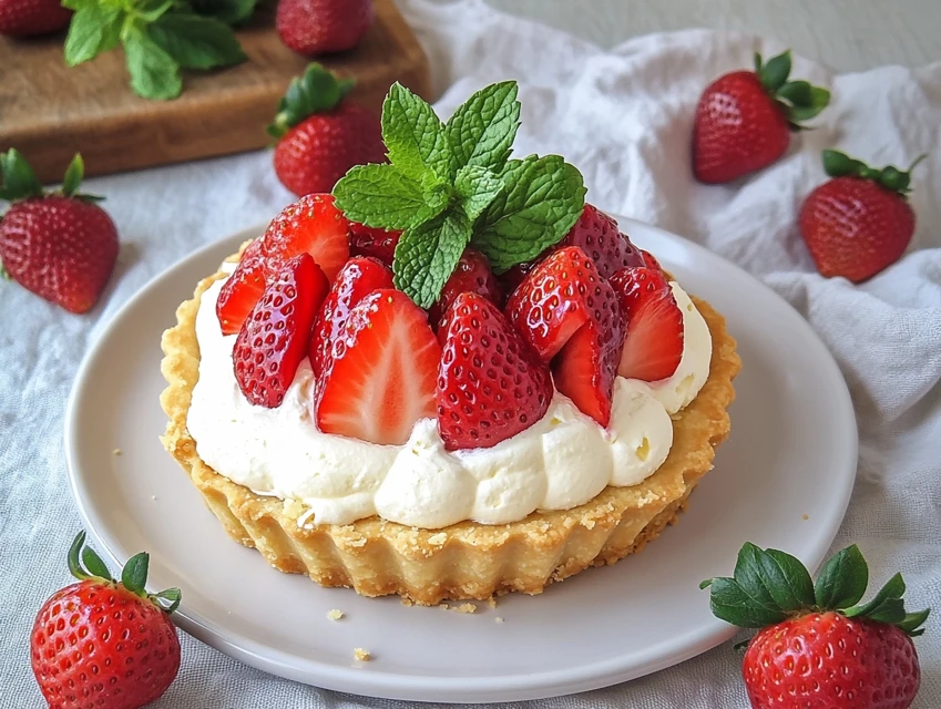 Tarte aux fraises et crème légère au mascarpone
