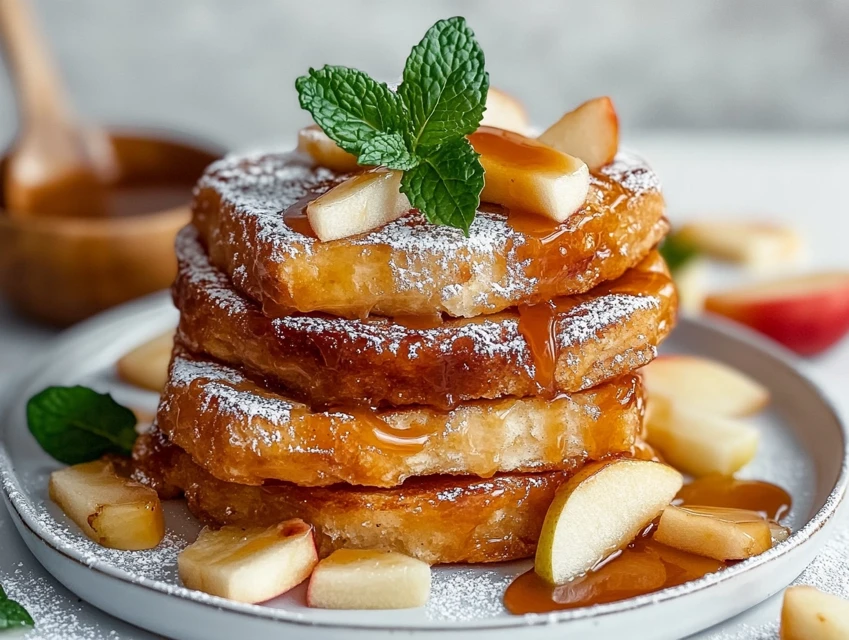 Pain perdu brioché aux pommes caramélisées