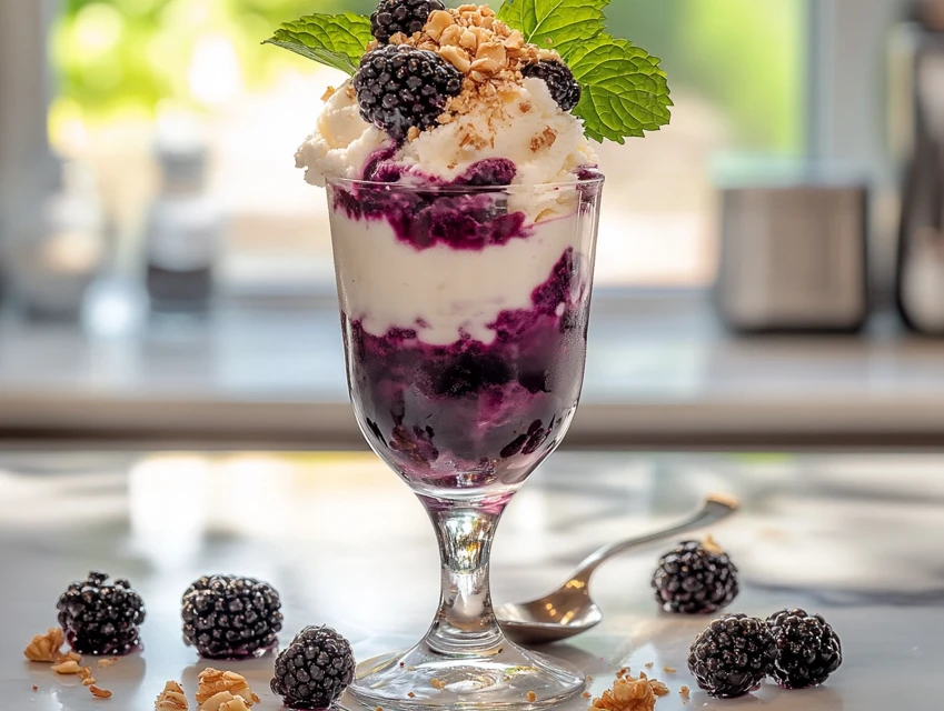 Glace au fromage blanc et mûres