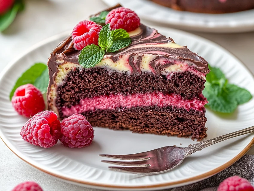 Gâteau marbré zébré cacao-framboise
