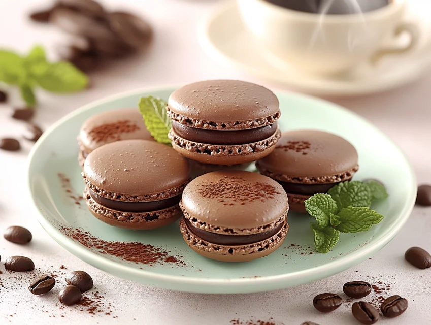 Macarons chocolat et café intense