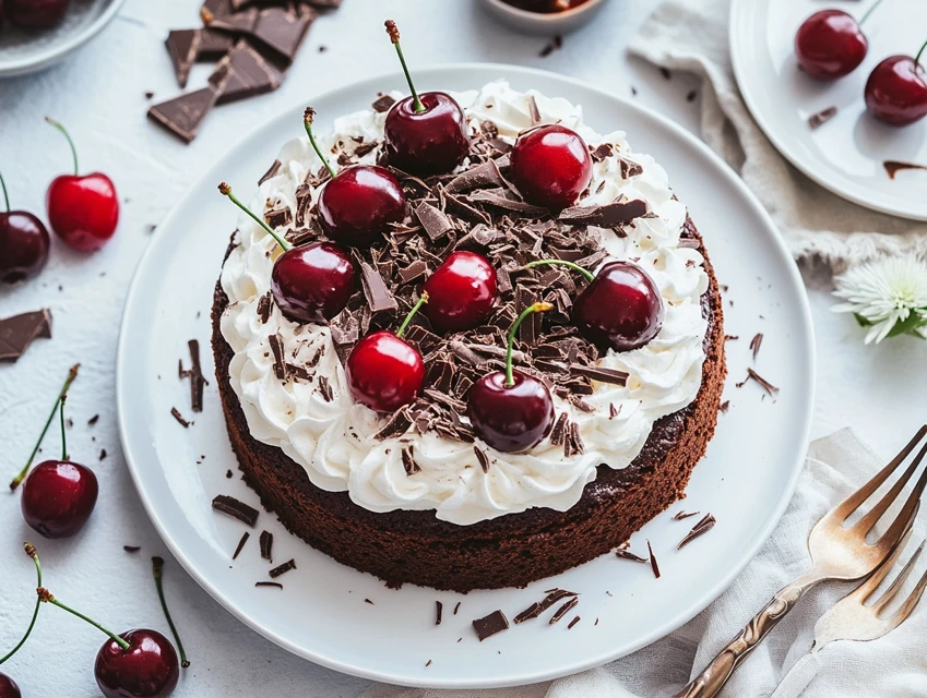 Gâteau roulé façon forêt noire avec chantilly légère