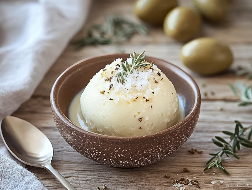 Glace à l'huile d'olive et fleur de sel
