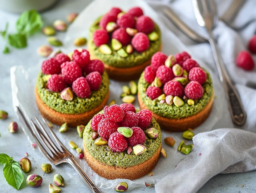 Financiers pistache et éclats de framboise