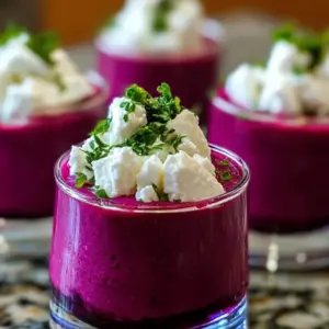 Verrines de Mousse de Betterave et Feta 7 Verrines mousse betterave feta