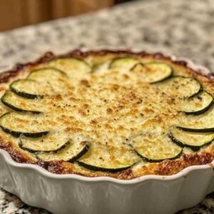 Clafoutis de Courgettes au Parmesan 4 Rondelles de courgettes dorées préparées pour le clafoutis au parmesan