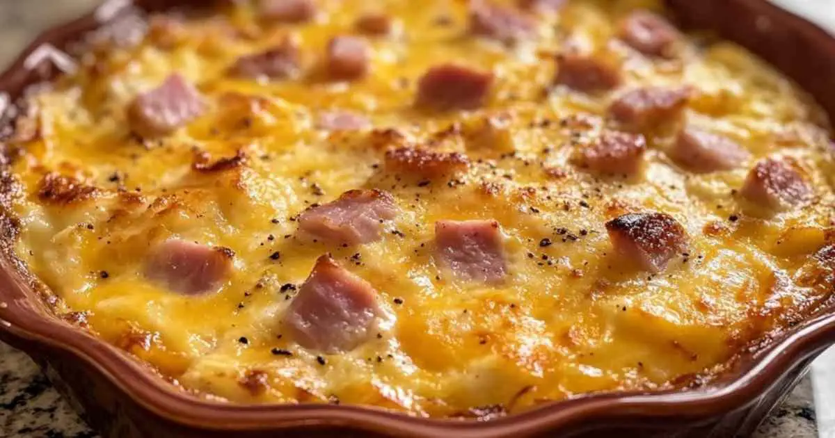 Gratin d'œufs au jambon et fromage