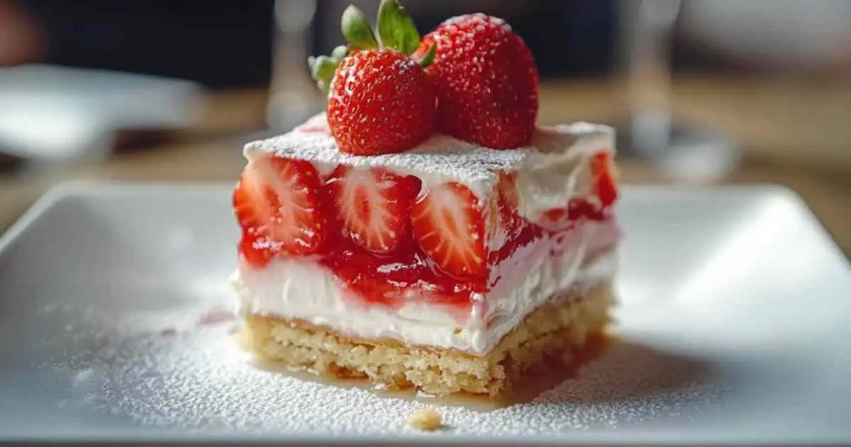 Lasagne aux fraises avec couches de biscuits, crème et fruits frais