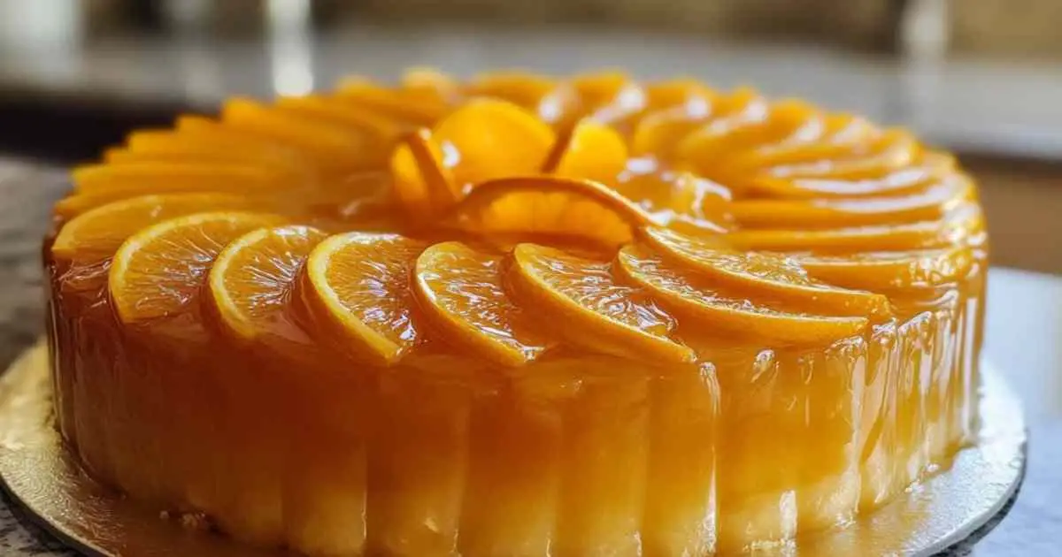 Pastel inversé d’orange avec rondelles d’agrumes caramélisées