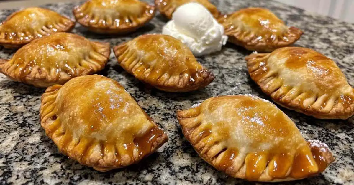 Empanadas aux pommes caramélisées dorés sortant du four