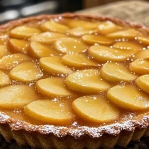 Tarte aux Pommes Express Sans Pâte 7 Tarte aux pommes express sans pâte dorée sortant du four