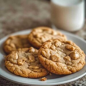 Meilleurs Biscuits au Beurre de Cacahuète 7 Biscuits au beurre de cacahuète servis avec un verre de lait froid