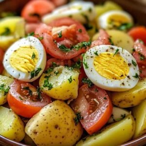Salade de pommes de terre aux œufs 7 Salade de pommes de terre aux œufs dans un saladier