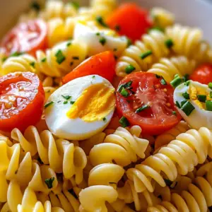 Salade de pâtes au surimi et œufs durs