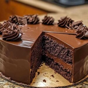 Gâteau Magique Noir : La Recette Ultime du Gâteau au Chocolat Intense 7 Gâteau magique noir à deux étages avec ganache brillante