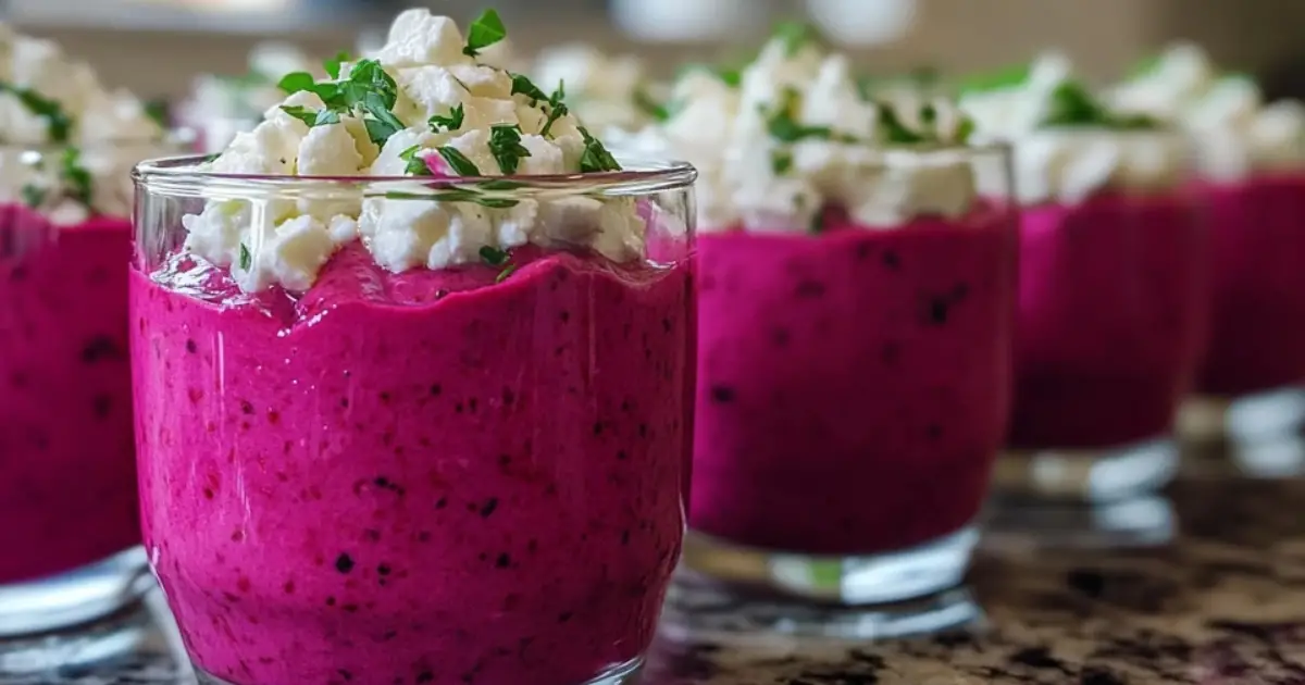 Verrines mousse betterave feta