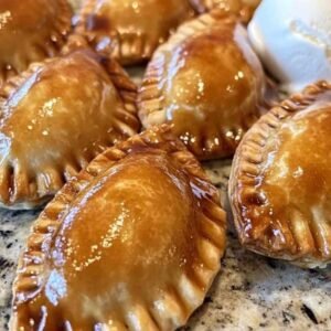 Empanadas aux Pommes Caramélisées 7 Empanadas aux pommes servis avec glace à la vanille