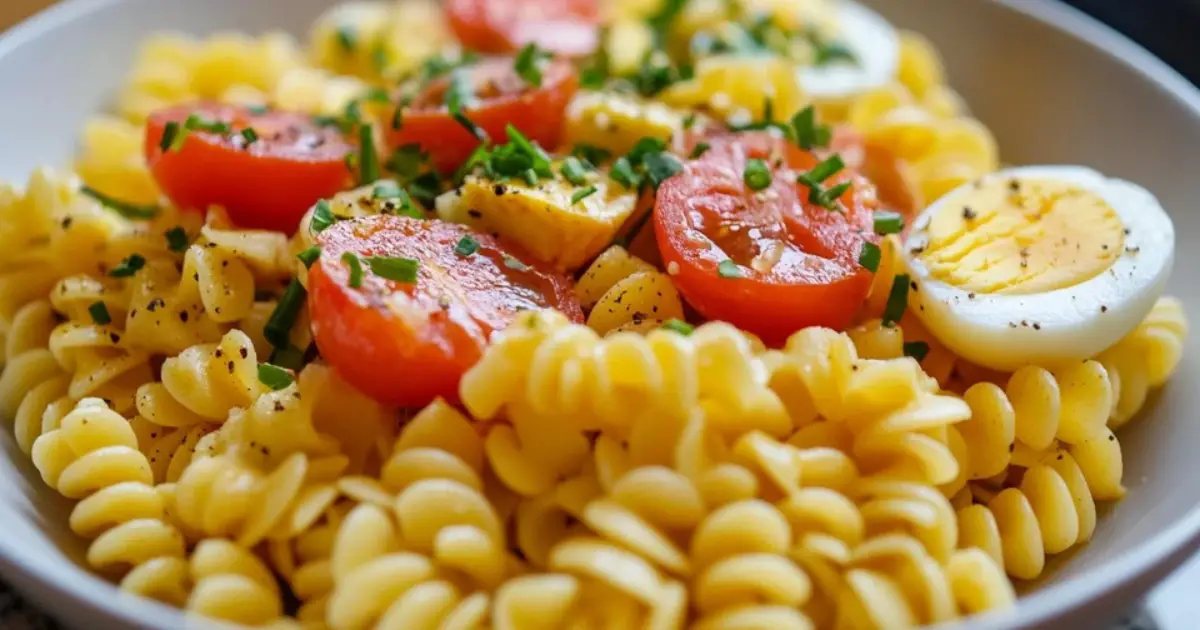 Salade de pâtes au surimi et œufs durs