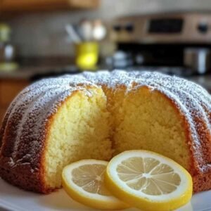 Gâteau au Citron Express : Prêt en 5 Minutes 4 Gâteau au citron express moelleux et doré cuit dans un moule rectangulaire