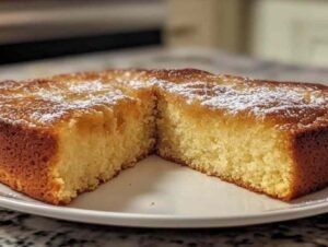 Tranche de gâteau quatre-quarts à l’orange sur une assiette
