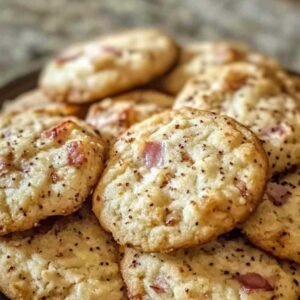 Cookies Salés aux Lardons et Comté : L'Apéritif Parfait 7 Cookies salés servis avec un verre de vin blanc