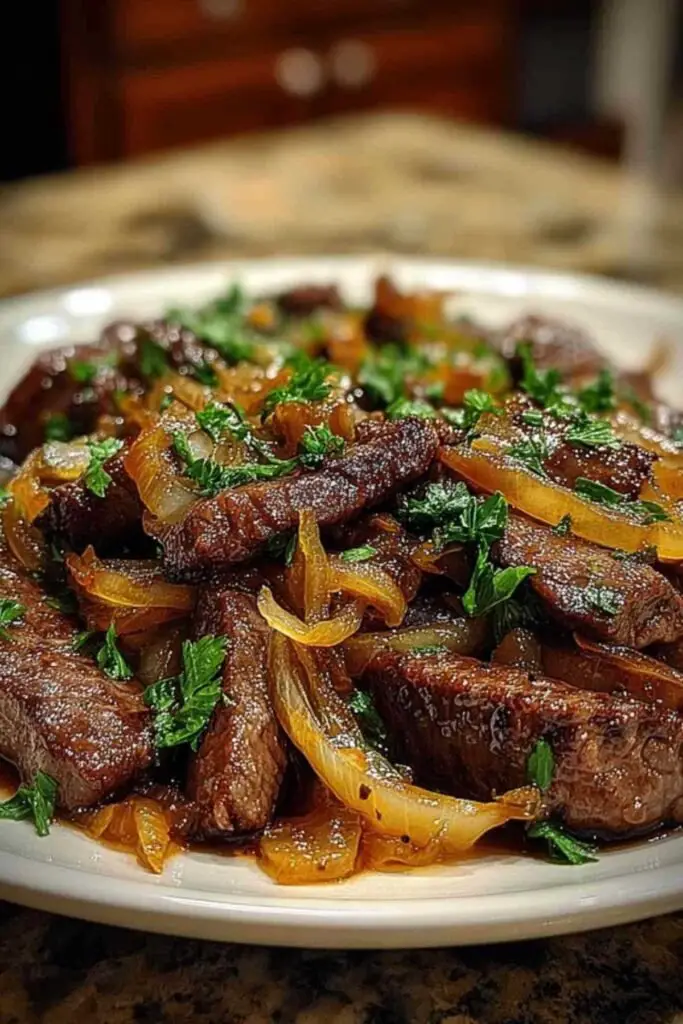 Bœuf Sauté aux Oignons 2 Ingrédients pour la recette de bœuf sauté aux oignons