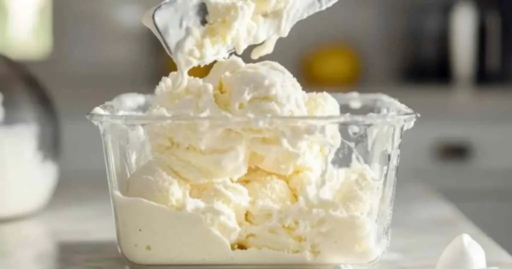 Boule Meringuée Banane Flambée et Vanille Fumée 1 Boule meringuée à la banane flambée et vanille fumée servie sur assiette blanche