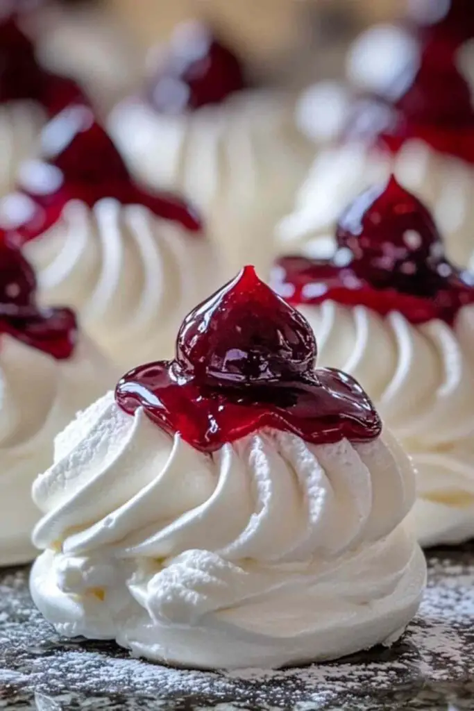 Boule Meringuée Cerise Griotte et Amande Amère 2 Compotée de griottes à l’amande amère pour garniture de meringues