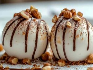 Boules meringuées au praliné noisette avec garniture chocolatée