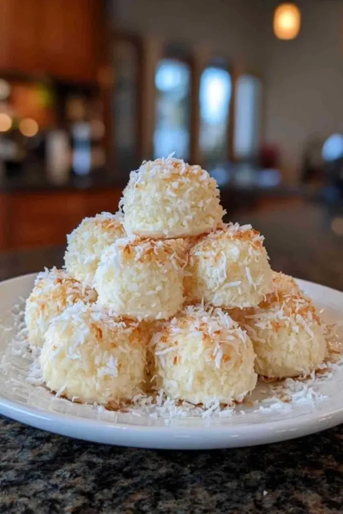 Boules Coco Meringuées Sans Gluten 2 Mélange de meringue et noix de coco râpée pour boules coco sans gluten