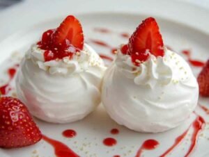 Boules meringuées à la fraise avec garniture crémeuse