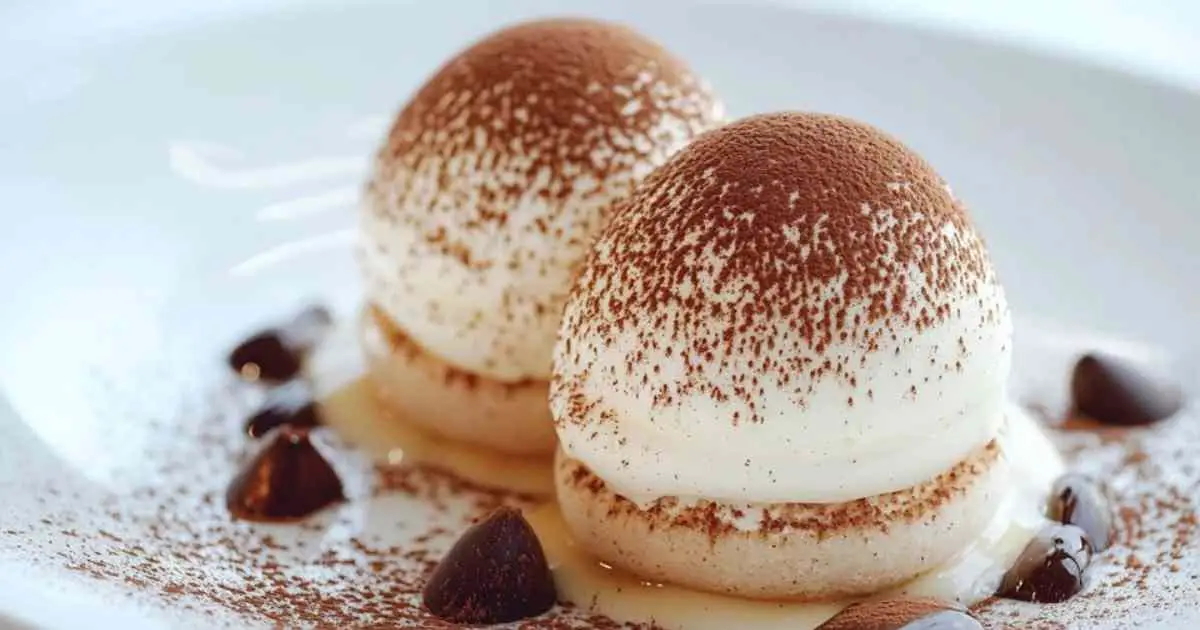 Boules meringuées façon tiramisu saupoudrées de cacao