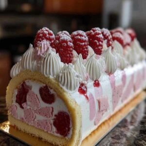 Bûche Glacée Framboises et Meringues 3 Préparation de meringues roses pour bûche glacée aux framboises