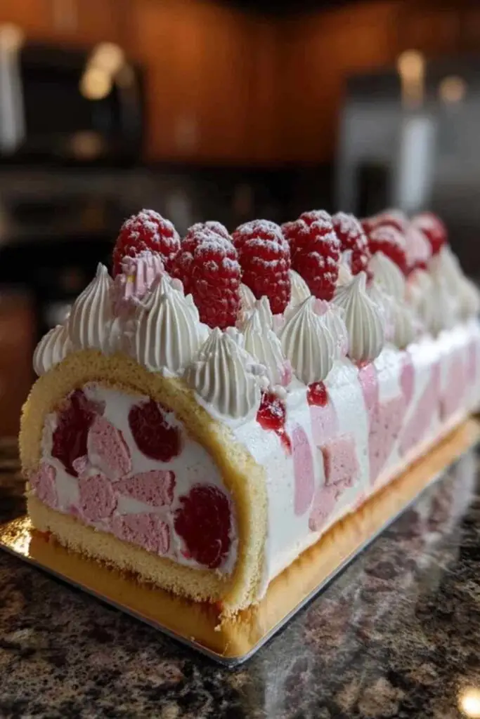 Bûche Glacée Framboises et Meringues 2 Préparation de meringues roses pour bûche glacée aux framboises