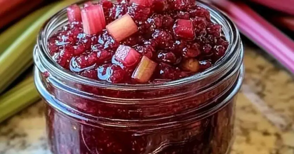 Confiture de Rhubarbe Facile et Saine : Une Douceur Printanière à Savourer Toute l’Année 1 Cuisson de la confiture de rhubarbe dans une casserole
