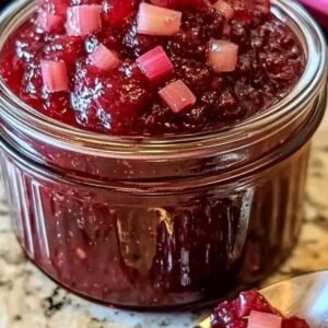 Confiture de Rhubarbe Facile et Saine : Une Douceur Printanière à Savourer Toute l’Année 3 Pot de confiture de rhubarbe maison prêt à déguster