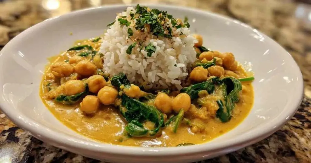 Curry de Pois Chiches Express 1 Préparation du curry de pois chiches avec ajout des épinards