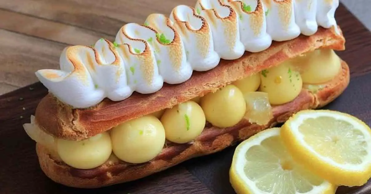 Éclairs meringués au citron garnis de meringue dorée