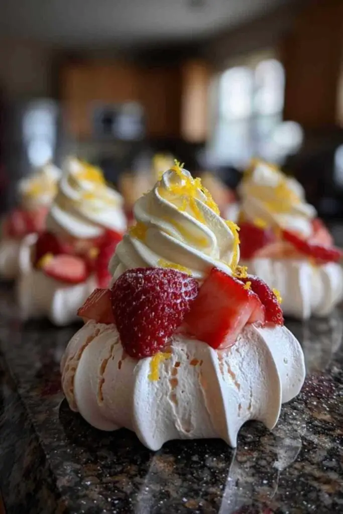 Meringues Crème au Mascarpone et Fraises Vanille Citron 2 Étapes de préparation des meringues aux fraises et mascarpone