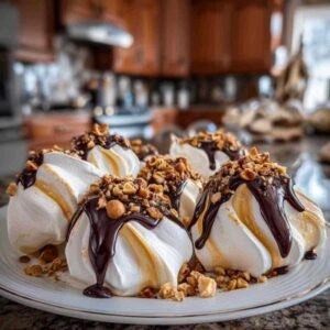 Meringues Praliné-Noisette 3 Meringues praliné-noisette dorées et croquantes