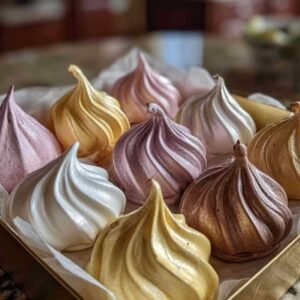 Coffrets Cadeau de Mini-Meringues Parfumées 3 Coffrets cadeaux de mini-meringues parfumées multicolores