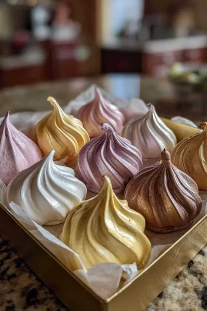 Coffrets Cadeau de Mini-Meringues Parfumées 2 Coffrets cadeaux de mini-meringues parfumées multicolores
