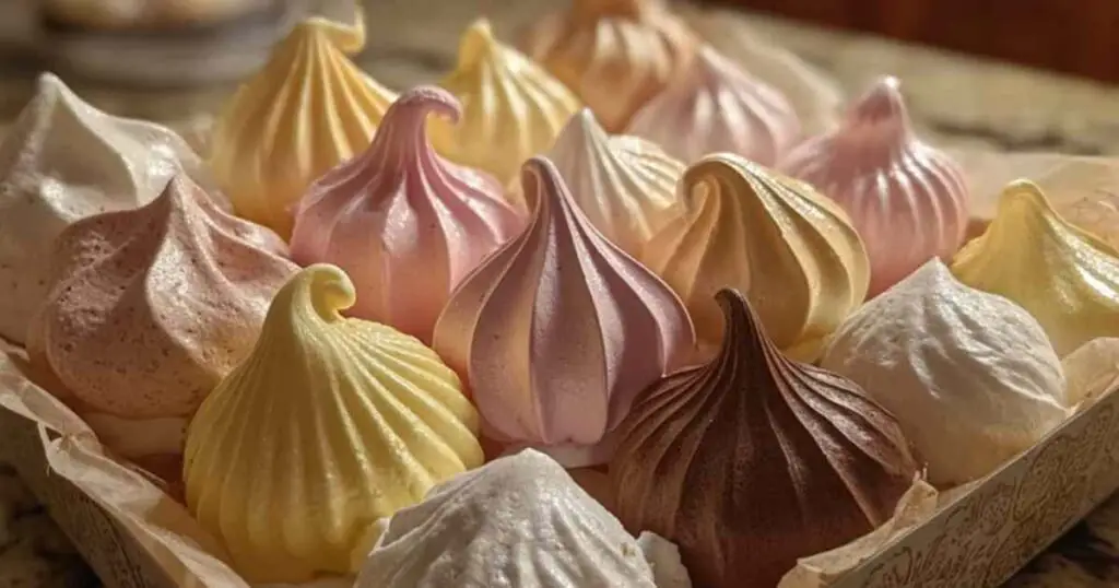 Coffrets Cadeau de Mini-Meringues Parfumées 1 Mini-meringues multicolores sur plaque de cuisson
