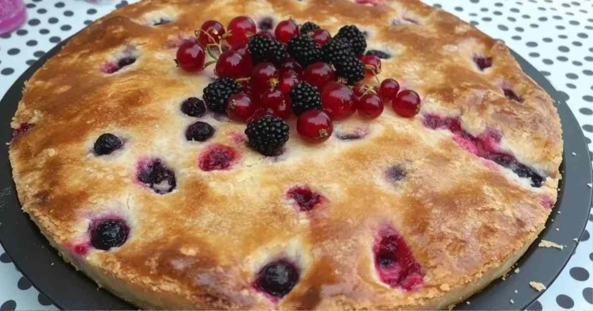 Tarte meringuée aux groseilles avec meringue dorée
