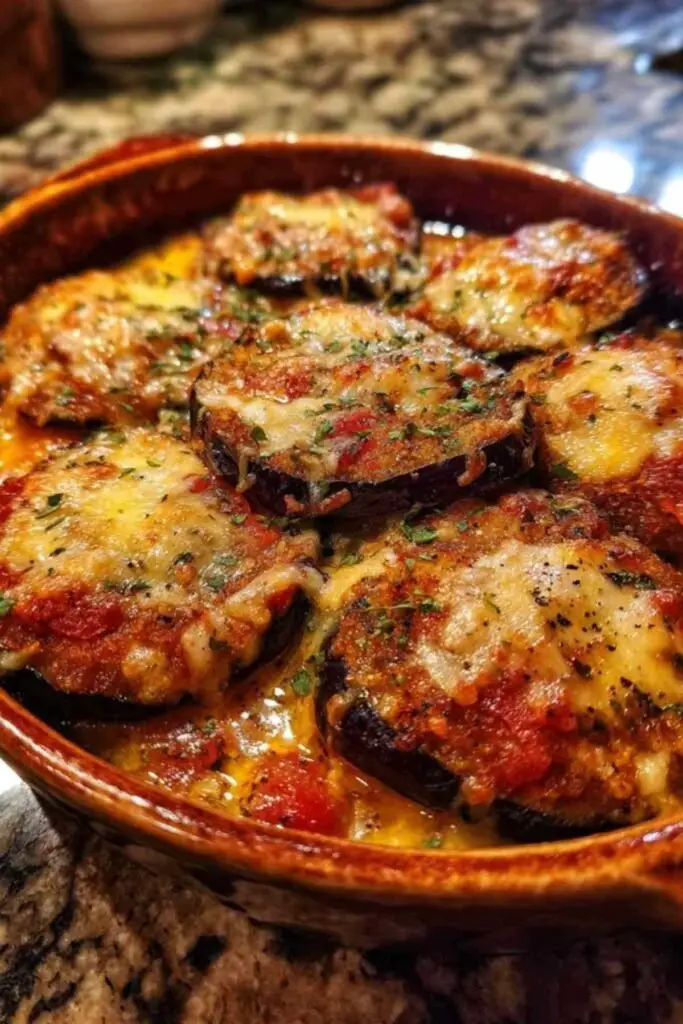 Aubergine Parmigiana Croustillante 2 Rondelles d'aubergine en cours de panage avec chapelure aux herbes