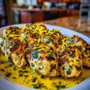 Blancs de Poulet à l’Ail et au Citron 3 Préparation de la sauce à l’ail et au citron dans une poêle