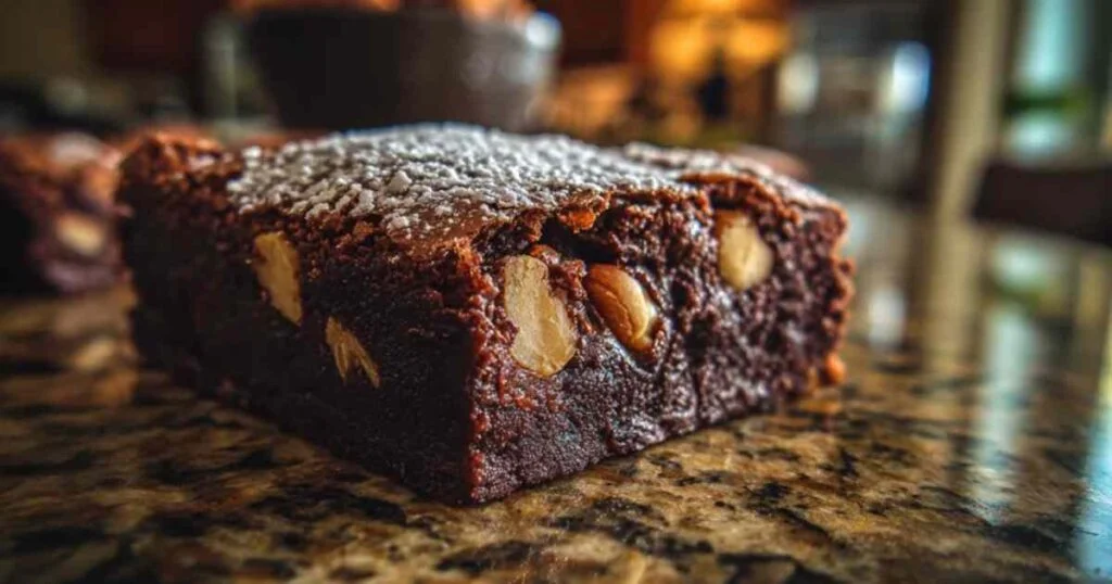 Brownie Moelleux Aux Noix 1 Carrés de brownie moelleux aux noix sur assiette