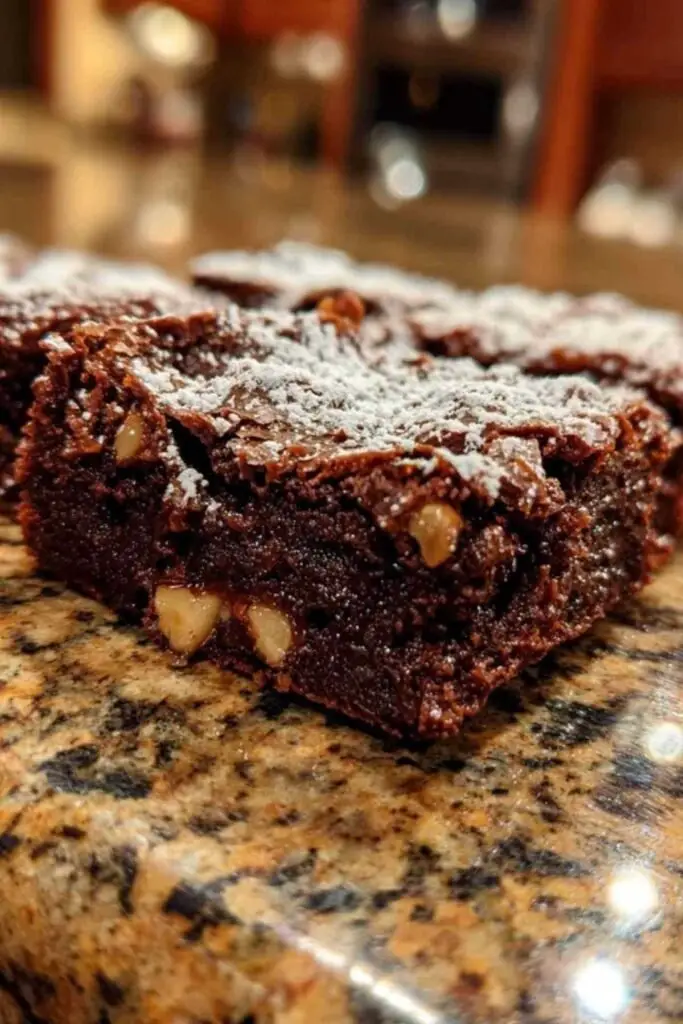 Brownie Moelleux Aux Noix 2 Brownie aux noix doré sortant du four