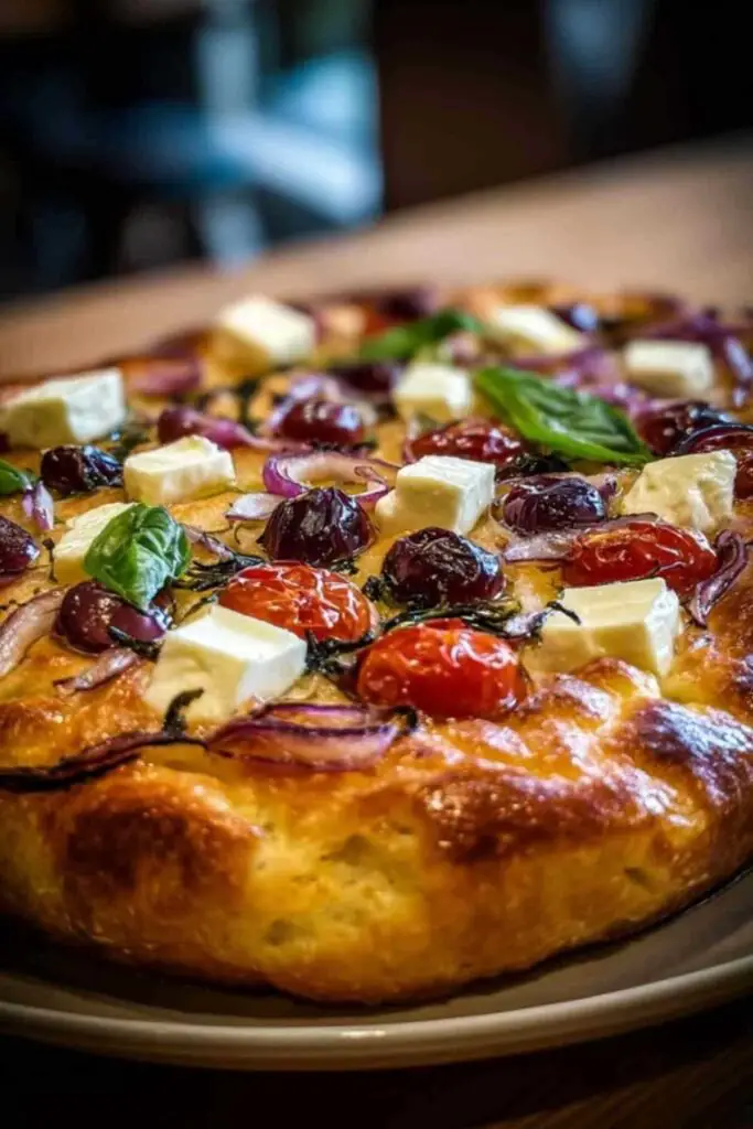 Focaccia Tarte Salée 2 Gros plan sur une part de focaccia tarte salée montrant la texture moelleuse et aérée de la mie.